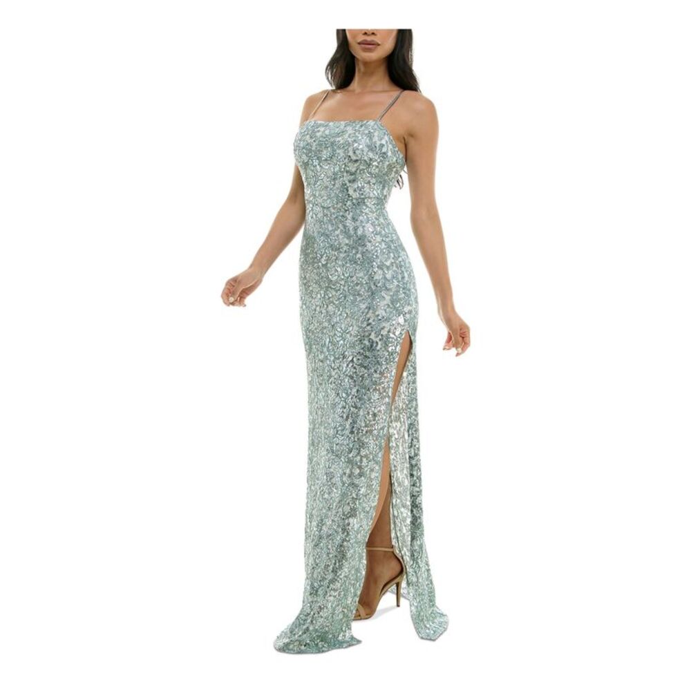 NWT EMERALD SUNDAE Womens Green Adjustable Lined Formal Dress Juniors S - Picture 3 of 5